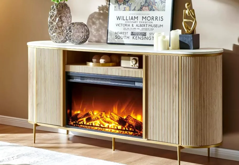 console with electric fireplace