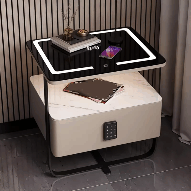 Modern Nordic Nightstand with Intelligent Features & Storage Drawers