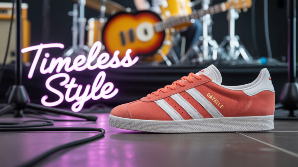 Adidas Gazelle Coral Suede sneakers on stage – timeless style since the 1960s